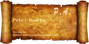Petri Avarka névjegykártya
